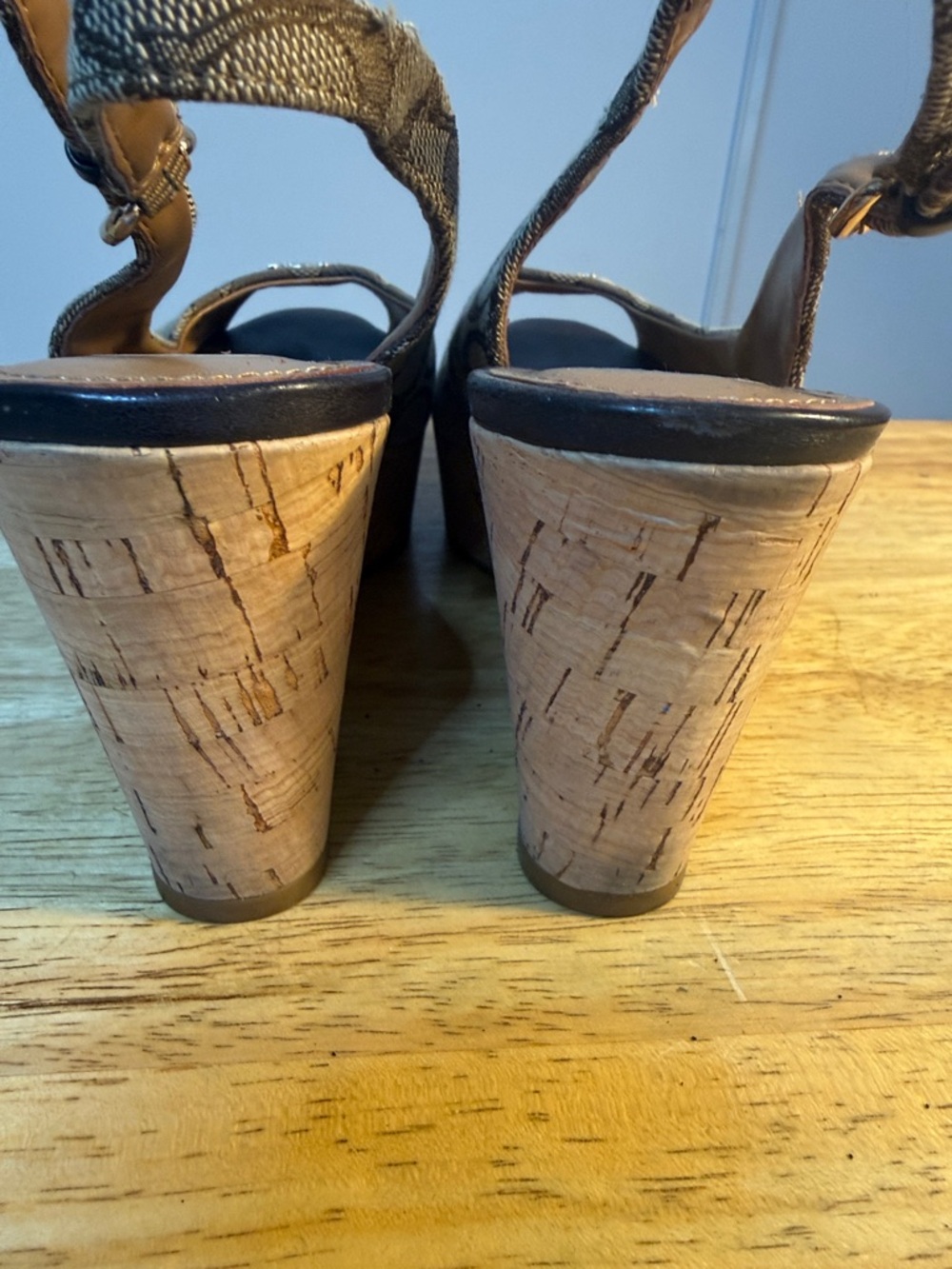 Coach Brown Signature Canvas Peep-Toe Slingback Mules - Picture 2 of 5
